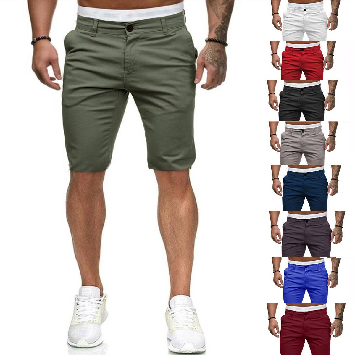 2025men clothes2023夏季新款休闲短裤男士欧美风修身男式色短裤