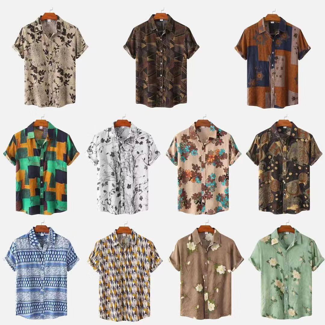 2025men clothes袖衬衣青年男装男式衬衫2024春夏新款短袖衬衫男