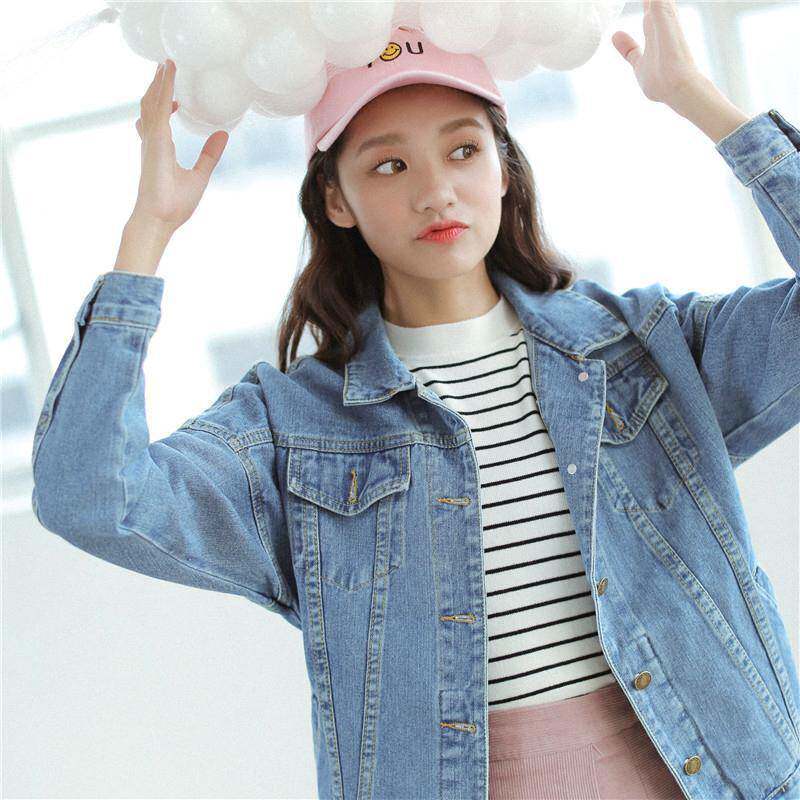 2025women clothes新款牛仔衣韩版宽松学生bf百搭港味牛仔夹克女