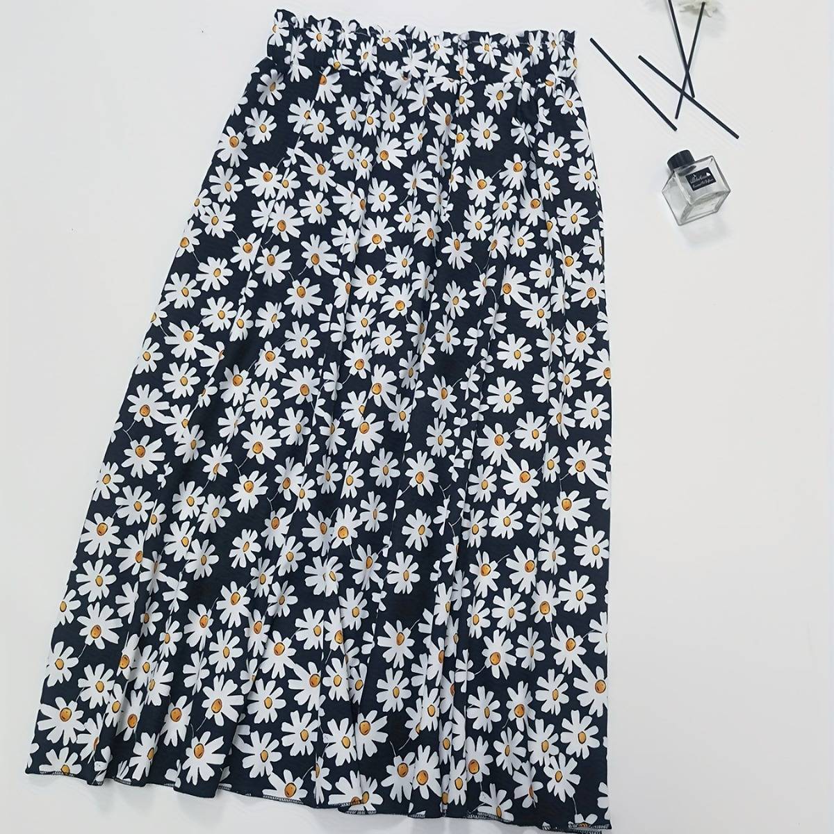 2025women clothes新款印花小雏菊碎花木耳边半身裙女装