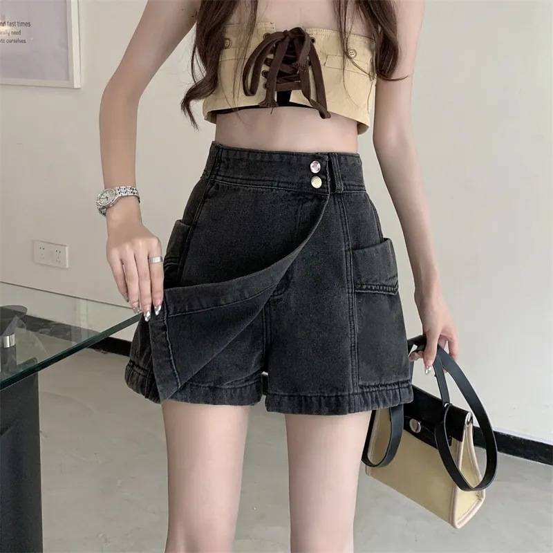 2025women clothes牛仔短裤女夏季韩版新款高腰显瘦别致裙裤子潮