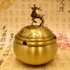 热销仿古纯铜烟灰缸中式 饰 复古黄铜带盖烟缸商务礼品家居办公室装