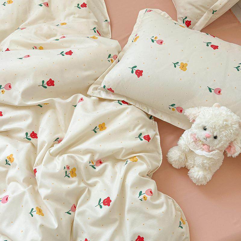 ins简约粉色少女心可爱小花床单被套学生学生宿舍三四件套1.5m1.8,床上用品,床品套件/四件套/多件套,淘宝优惠券,粉丝福利购,淘宝优惠卷