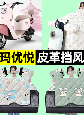 适用爱玛优悦QB02电瓶电动车冬季专用挡风被加绒加厚改装装饰配件