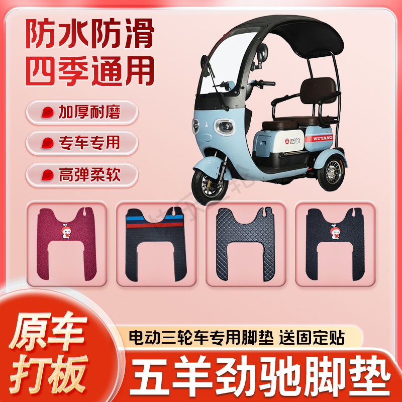 适用五羊劲驰电动三轮车丝圈皮革雪妮丝脚垫防水耐磨免裁剪