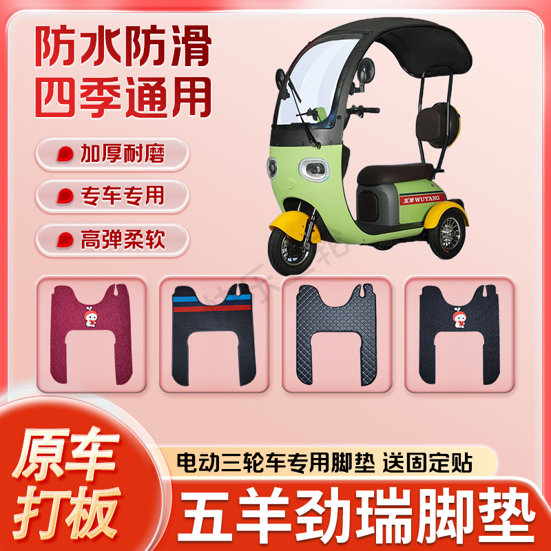 适用五羊劲瑞电动三轮车丝圈皮革雪妮丝脚垫防水耐磨免裁剪