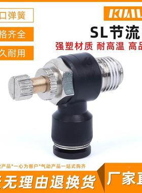 黑色气动接头SL6-01/SL8-M5/SL4-02/SL10-03/SL12-01节流可调速阀