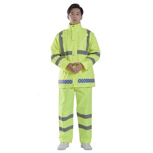 套装 产地货源荧光绿黄雨o衣雨裤 交通执勤高速路政防汛反光分体雨