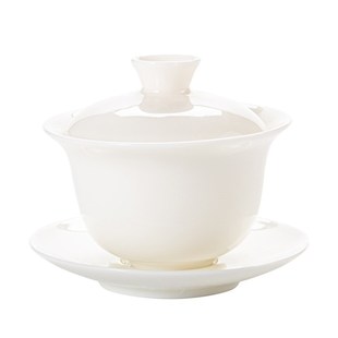 羊脂玉白瓷e盖碗陶瓷小号三才盖杯薄胎功夫茶具家用泡茶碗德化白