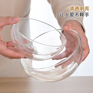 家用双层早餐碗水果蔬菜沙拉碗E高硼硅耐热玻璃碗高颜值双层碗