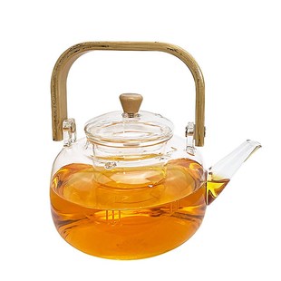 泡茶器 现代简约竹把提梁壶玻璃煮w茶壶家用耐高温大容量茶具套装