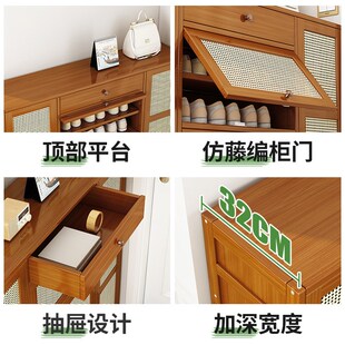 架实木落地门口储物柜宿舍玄关收纳柜S翻斗带门鞋 多层家用鞋 柜简