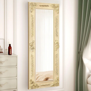 法式复古雕花全身镜穿衣镜子试衣镜壁挂服装店照衣镜悬挂落地镜子