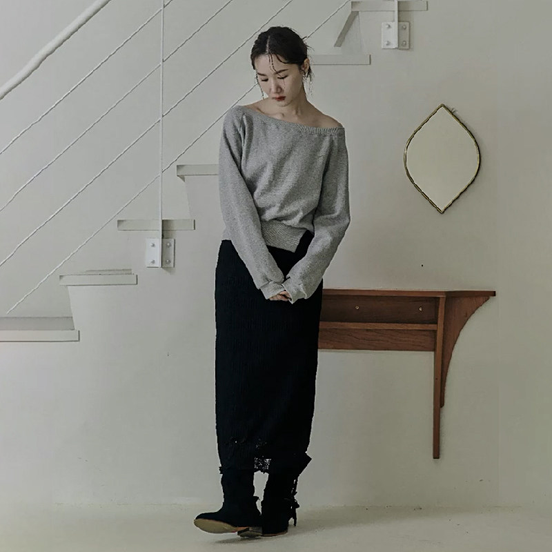 FLATHILLY设计感高级轻奢简约新潮衬衫露肩ins风休闲女士淑女卫衣