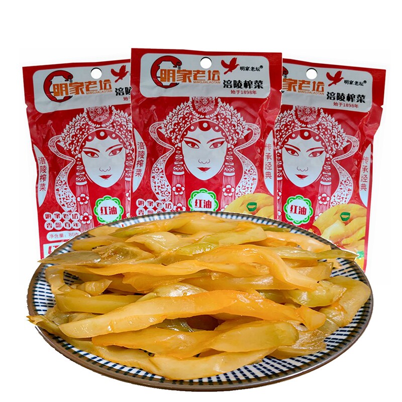 明家老坛涪陵红油榨菜丝80g/袋