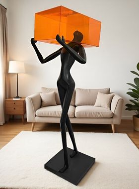 2025款现代简约黑色人物雕塑摆件客厅装饰品创意艺术摆设家居装饰