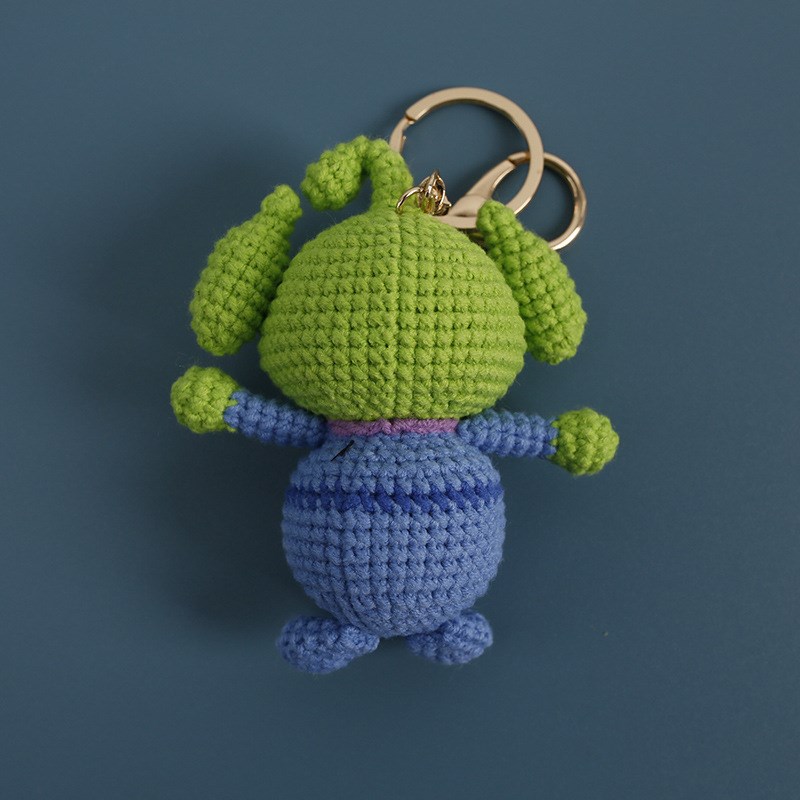 三眼仔卡通手工编织玩偶挂件 织女毛线钩织精美玩偶 创意挂饰