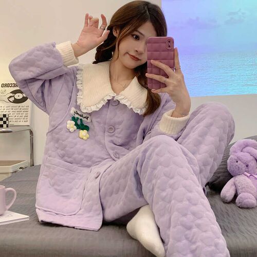 加厚空气棉月子服秋冬季产后纯棉11月I份喂奶哺乳孕妇睡衣产妇春