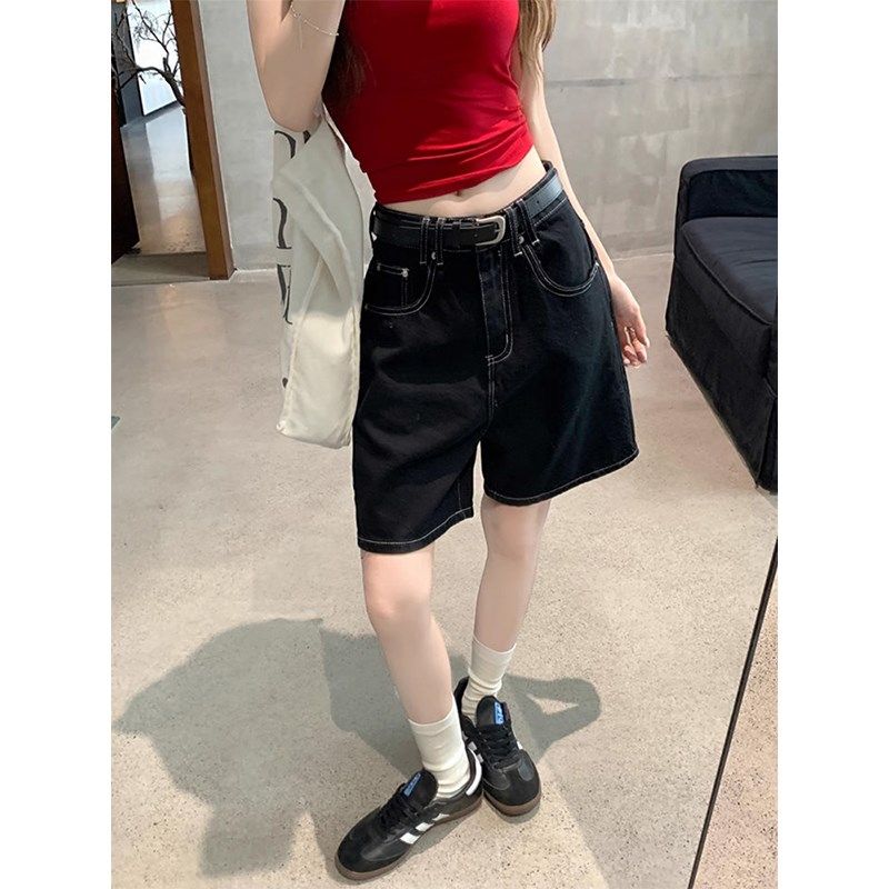 美式复古宽松百搭阔腿牛仔短裤女2025夏季新款高腰显瘦中裤五分裤,女装/女士精品,大码裤装,淘宝优惠券,粉丝福利购,淘宝优惠卷