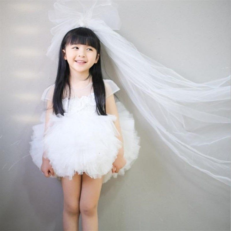 短款儿童礼服白色童装公主裙女童连衣裙生日礼服表演裙花童蓬蓬裙图片