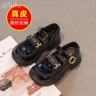 女童鞋黑色小皮鞋2023新款秋季儿童软底公主鞋时尚韩版小女孩鞋子