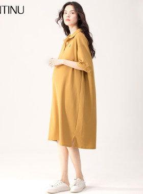 孕妇短袖T恤女春夏季宽松中长款大版上衣大N码夏装连衣裙打底衬衣