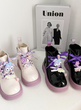 女童马丁靴202j2秋冬季新款时尚黑色儿童短靴英伦风加绒小女孩靴