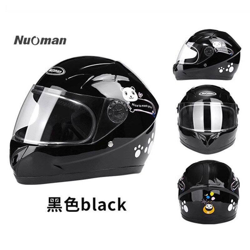 儿童头盔黑色全盔宝宝带围脖保暖秋冬电动车安全帽幼童通用4-7岁5