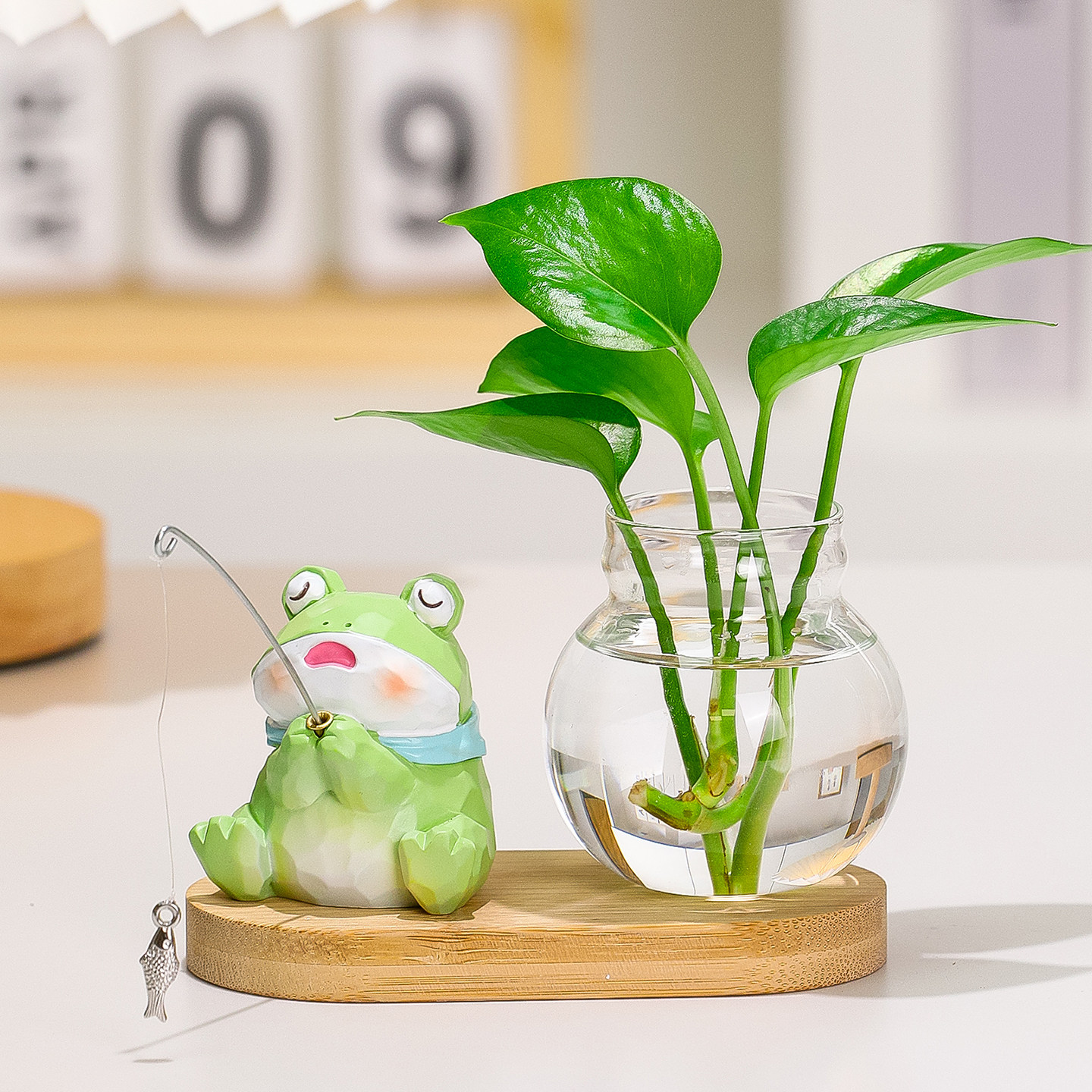 个性佛系小猫钓鱼家居装饰小摆件图片