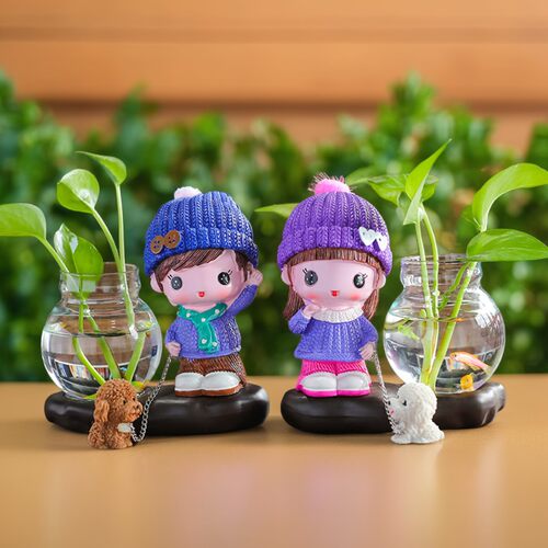 林卡森创意家居情侣娃娃花瓶