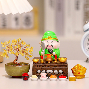 新中式可爱小神仙关公月老小摆件家居玄关电视柜办公室桌面小摆件
