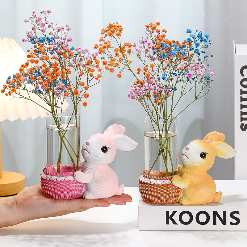 萌宠兔子桌面摆件花瓶女工位客厅书房摆设办公室好物情绪稳定好物,家居饰品,花瓶,淘宝优惠券,粉丝福利购,淘宝优惠卷
