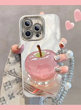 适用水晶苹果苹果16E手机壳iPhone15proamx电镀14plus羽纱13简约12男女11新款8镜头膜7全包xsmax防摔6s保护套