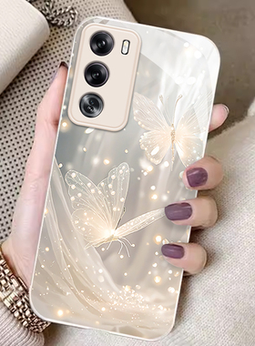 适用opporeno12手机壳新款13/14/reno11pro防摔reno10网红女reno9蝴蝶7se玻璃6高级感reno5k/4镜头全包3潮+