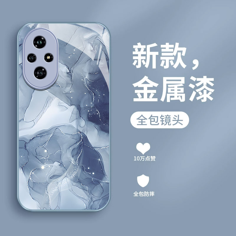 适用荣耀200手机壳新款100pro金箔水彩honor防摔80se可爱90女网红70pro简约60se金属玻璃50pro高级30s全包GT