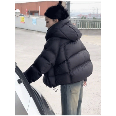 龟背泡芙软糯短款白鸭绒羽绒服女冬季新款加厚小个子面包服外套潮