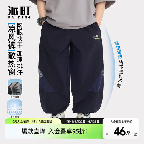 派町童装男童防蚊裤2026新款夏薄款网眼透气裤子休闲运动裤长裤潮