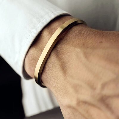 网红Luxury Pulsera Hombre Fashion Stainless Steel Cuff Brace