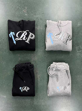 Trapstar2024原创新款高品质TR字母印花Chenille连帽卫衣运动套装