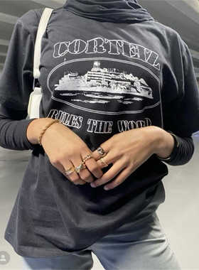 Corteiz恶魔岛夏季情侣圆领纯棉T恤 Alcatraz高质量印花美式街头