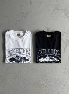 Corteiz恶魔岛重磅Alcatraz简约印花高支纯棉休闲圆领短袖T恤情侣