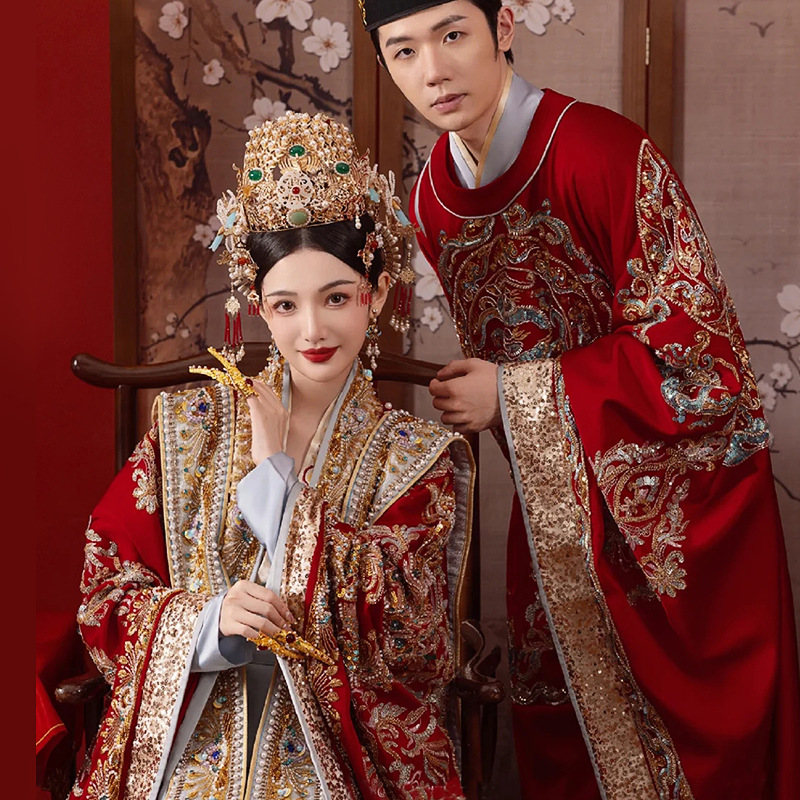 日本品质明制中式婚服嫁衣秀禾服男女情侣凤冠霞帔2025新款结婚婚
