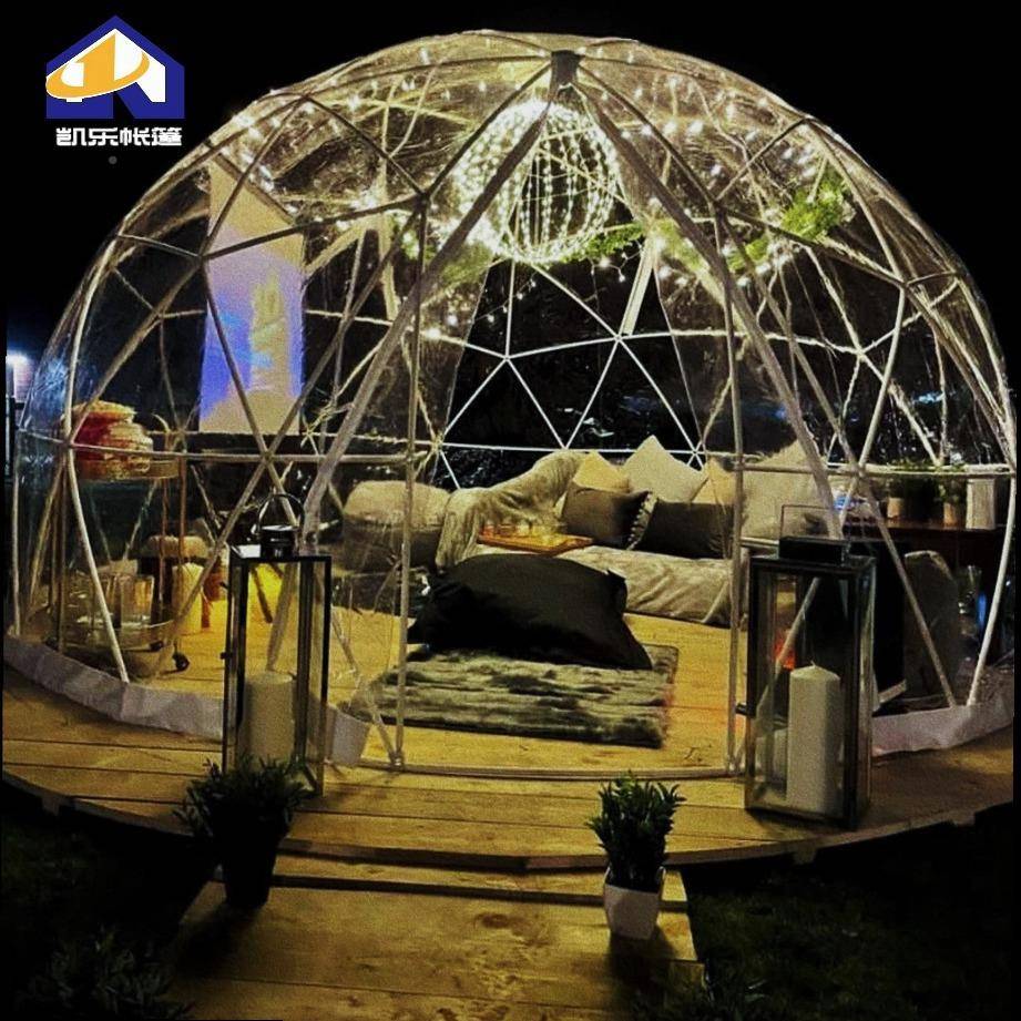 KL-0001户外红C球顶形帐篷酒店穹民宿P野网奢圆形露台泡泡屋星空
