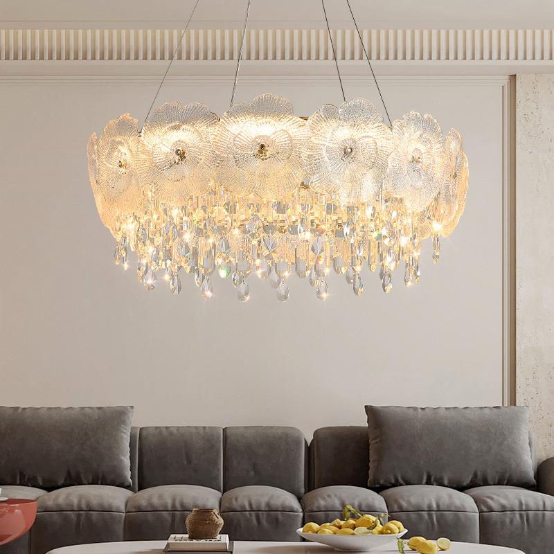 24晶新款法式客厅吊灯现320代简约灯具北欧餐厅0灯高级感卧室水吊
