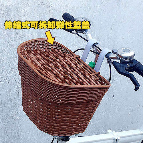 折叠公路自行车篮子山地塑料车篮公主前车筐电动车带狗狗框蓝篓子