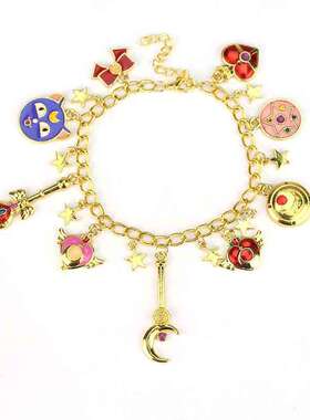 动漫卡通周边美战士手链爱心月亮露娜金属组合手链热卖