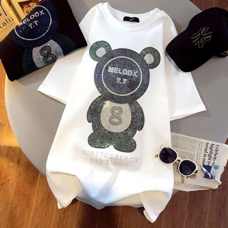 2024T恤女短袖年新款春夏季宽松韩版镶钻打底衫inswomen clothes