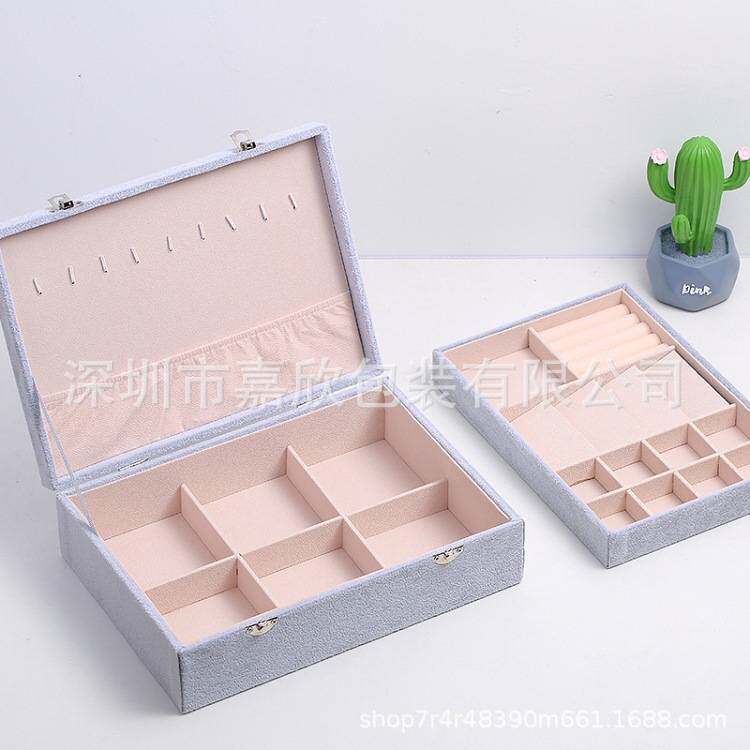 2025现货双层冰花绒首饰戒指手镯项链耳环收纳盒展示盒包装盒