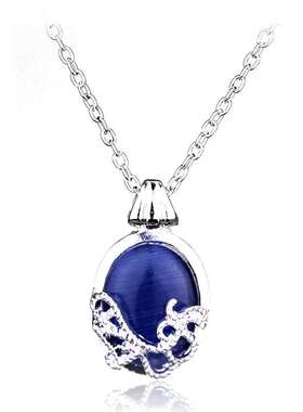 2017饰品个性时尚椭圆形石头吊坠毛衣链吸血鬼日记项链