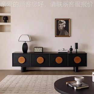 97客收纳储物柜黑色美中古风落 DSG 法式 厅复实木电古视柜小户型式